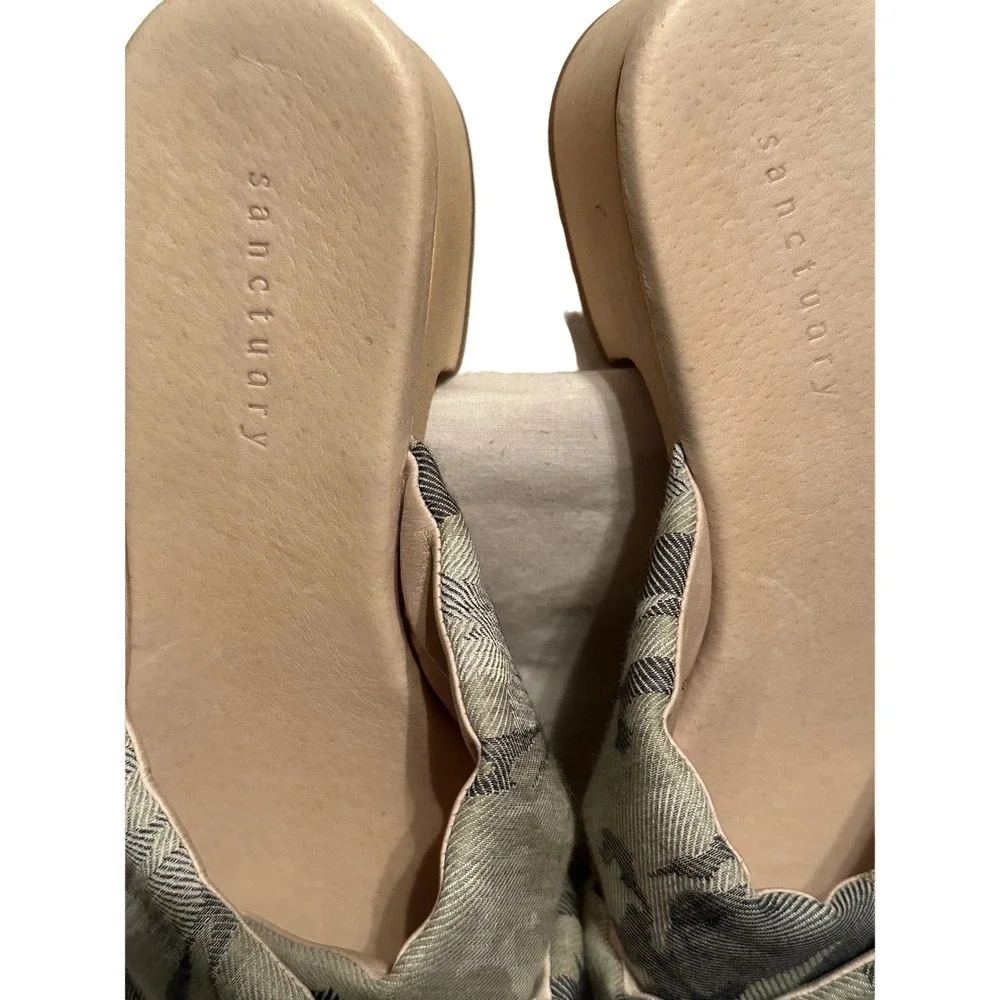Sanctuary Lively Fabric Leather Square Toe Block Heel Slide Sandals Sz7 - Picture 4 of 11